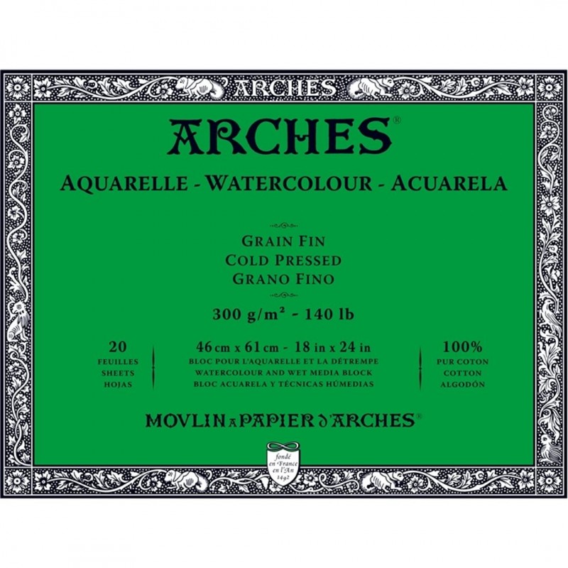 Arches Blocco 46x61 Fogli 20 Gr. 300 Grana Fine