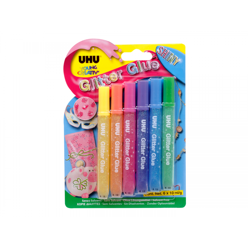 Uhu Glitter Glue Shiny - Colla Colorata Con Brillantini A Penna