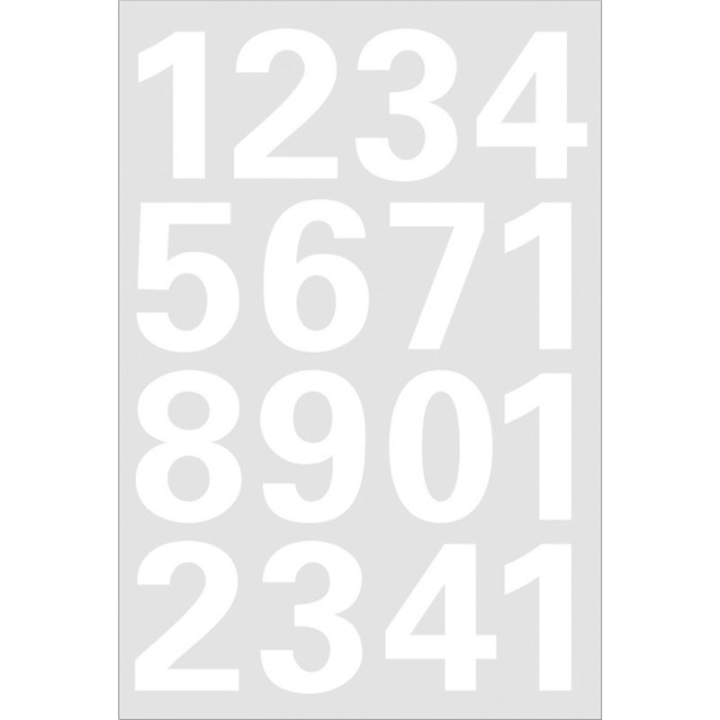 Numeri Adesivi Bianco 25mm 1fg Resistenti All'Acqua