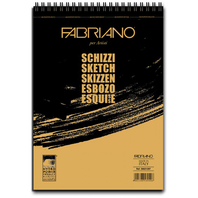 Fabriano Sketches Microperforated Spiral Block 29, 7 X 42 Cm 90 Gr 100 Sheets Natural Grain