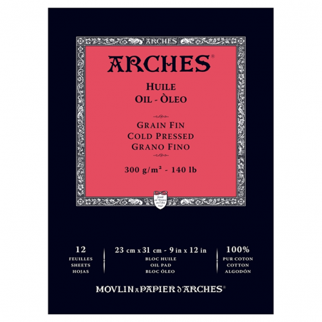 Arches Blocco  23x31 Fogli 12 Gr. 300 Per Olio Grana Fine