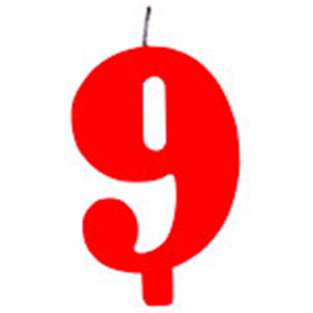Candela Torta Numero Scintilla  9.5cm Rossa 9