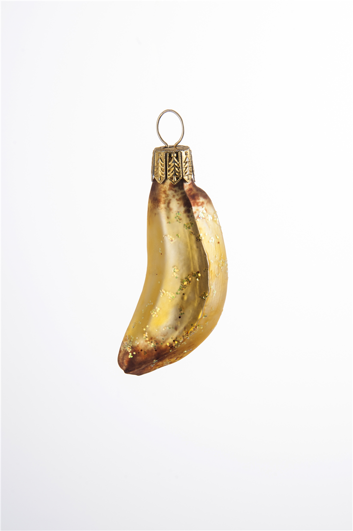 Orn. Vetro Mini Figura Decorata A Mano Banana