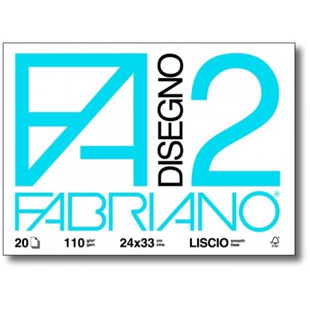 Fabriano Blocco  Disegno 2 24x33 Cm Fogli Ruvidi 110 Gr 20 Fogli - Album A Punti Metallici