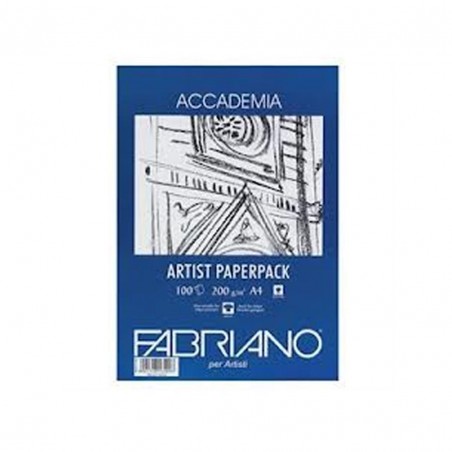 Fabriano  Accademia Block Artist Paperpack .7 Cm 21 X 29, 200 G 100 Sheets Natural Grain