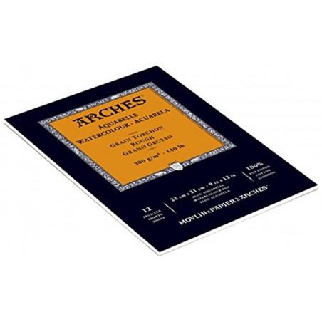 Blocco Collato Canson  Aquarelle 300 G/m2 23x31 Cm 12 Fogli Grana Ruvida