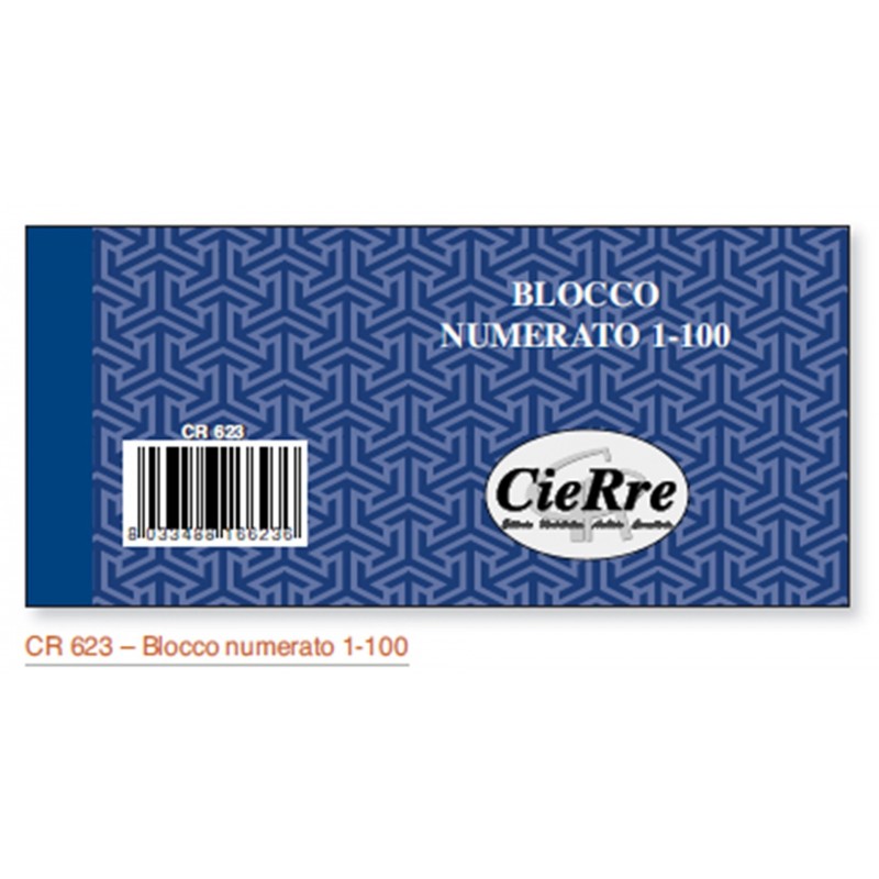 Cierre Numbered Block 1-100-Cr 623