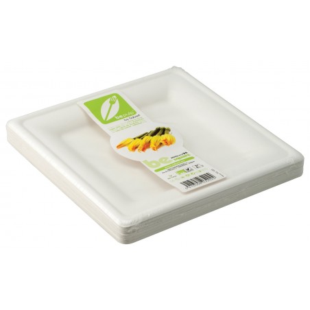 Piatto Quadrato Zen 20x20 25pz Eco Green Riciclabile-Compostabile-Ok Per Forno
