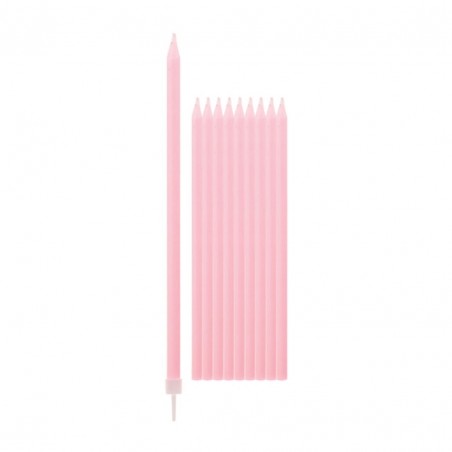 Candela Torta Magica C/sostegno 15.5cm 10pz Rosa
