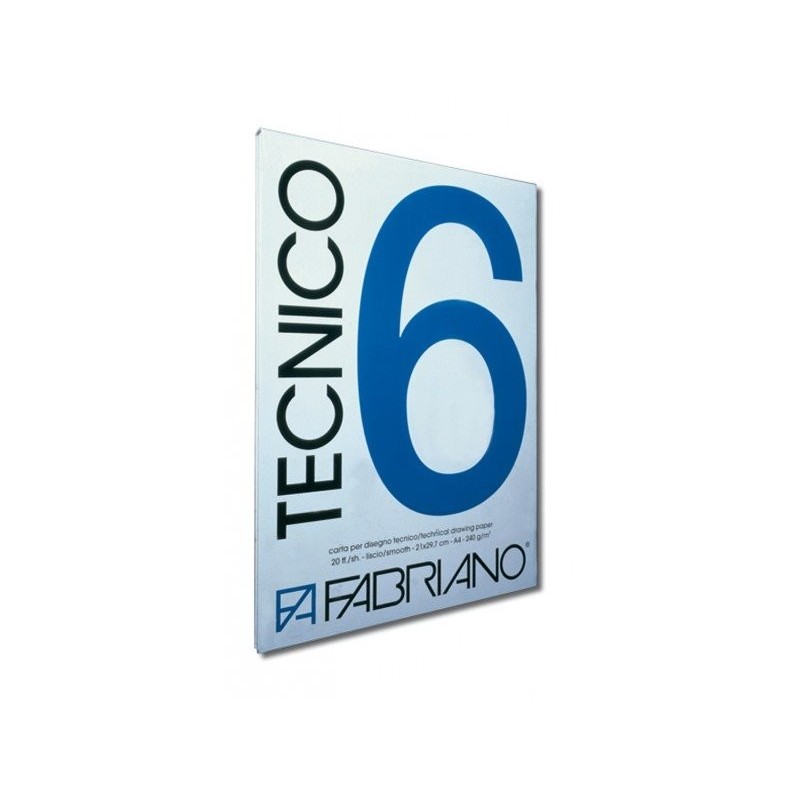 Fabriano 6 Technical Block 35 X 50 Cm Smooth Sheets 240 G 20 Sheets-Glued Block On 1 Side