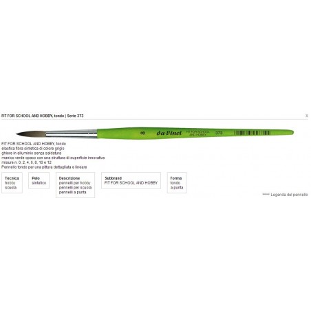 Pennello Fit For School & Hobby Serie 373 N°0 Tondo Manico Corto