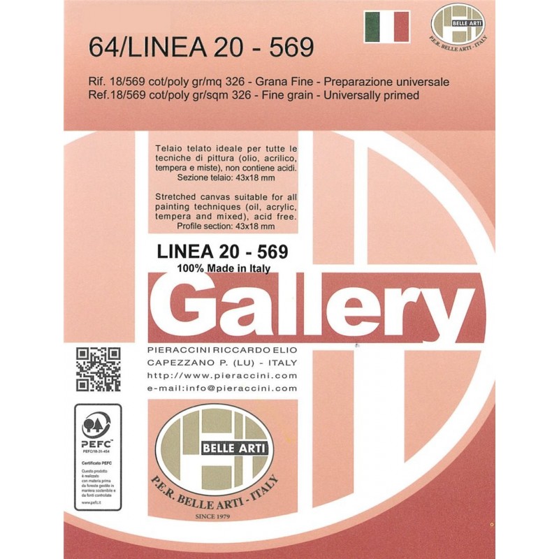 P.e.r. Belle Arti Canvas 30 X 60 Cm-64/20 Line Fine-Grained Tucked And Back Graffettata