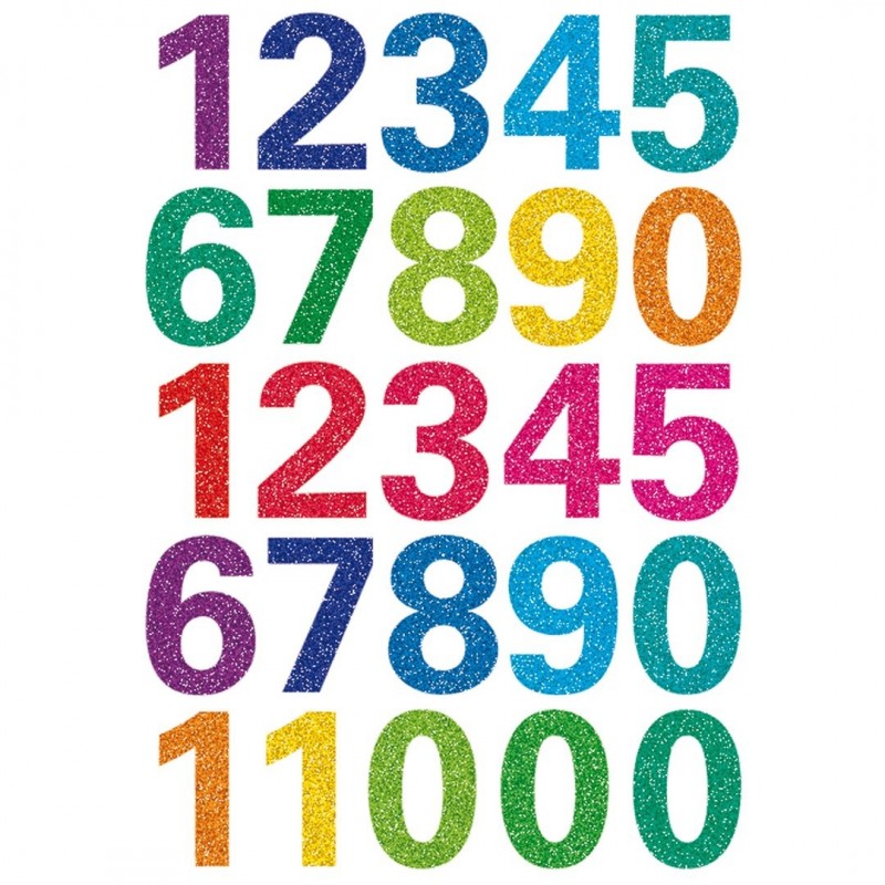 Numeri Adesivi Multi Glitter  Herma-Vertecchi Cartotecnica