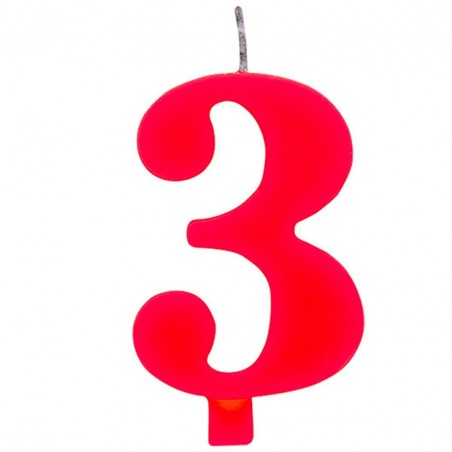 Candela Torta Numero Scintilla  9.5cm Rossa 3