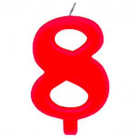 Candela Torta Numero Scintilla  9.5cm Rossa 8