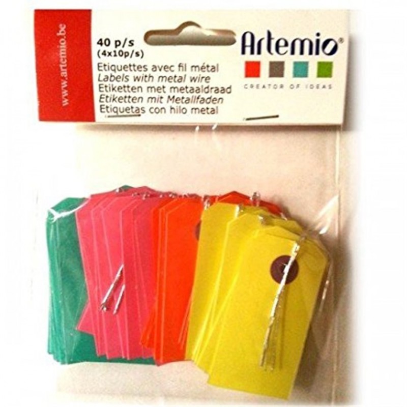 Artemio Etichette Con Filo Metallico Pz.40 Colorate