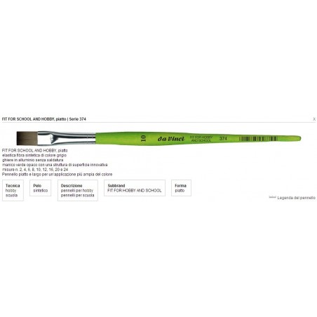 Pennello Fit For School&hobby Serie 374 N°12 Piatto Manico Corto
