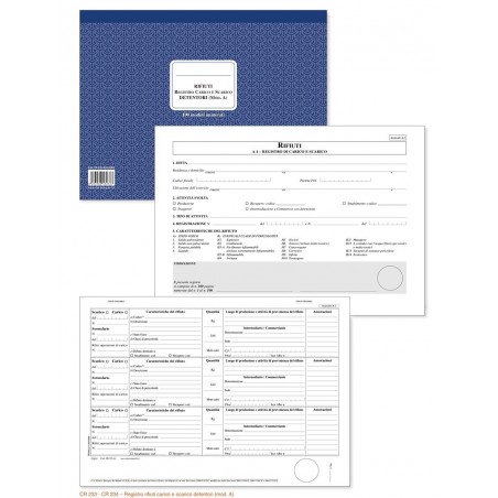 Registro Rifiuti Carico E Scarico Detentori (mod. A) - 100 Pag. Cr 233