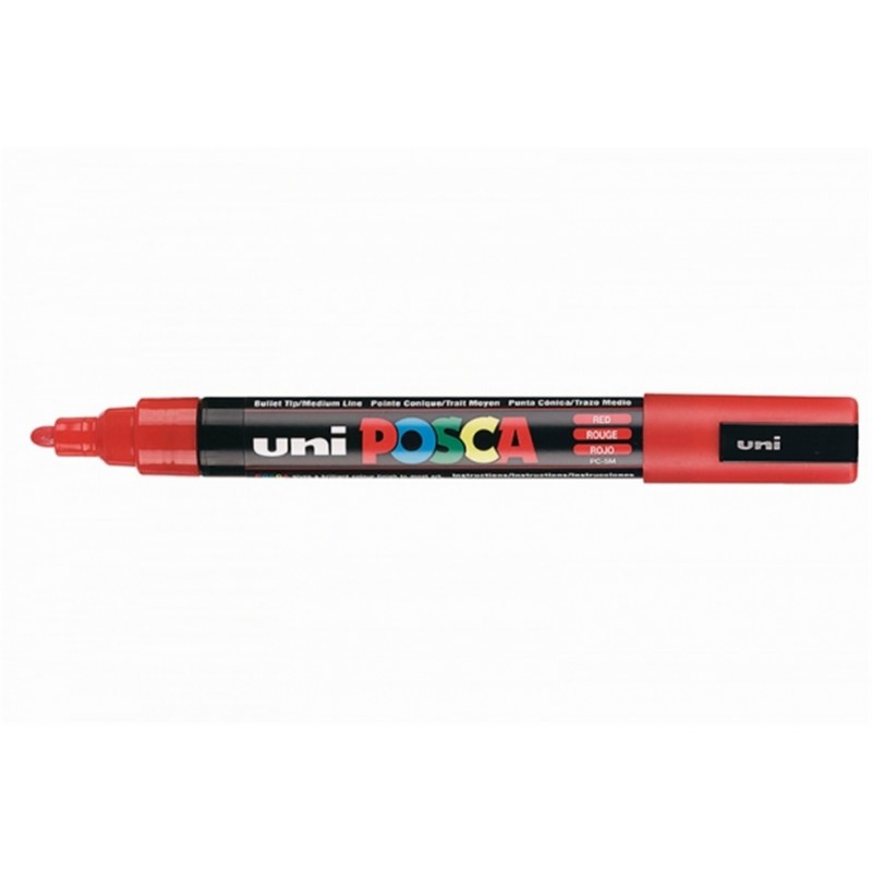 Uni 12 Pcs Pack Middle Beks Marker Pc-5 M Red
