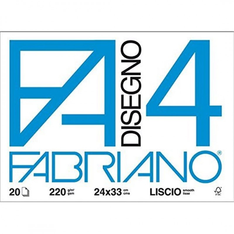 Fabriano  Drawing Block 4 24 X 33 Cm Smooth Sheets 220 G 20 Sheets-4 Locking Corners