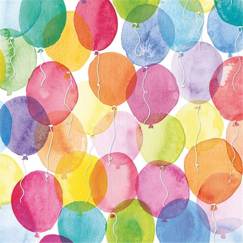 Ambiente Tovagliolo 33x33 Carta Decorato Acquarell Balloons
