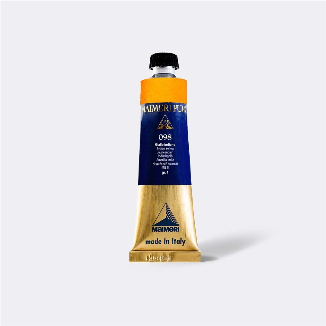 098-Giallo Indiano Colore A Olio Superiore  Puro Serie 1 Tubo 40ml — immagine 3