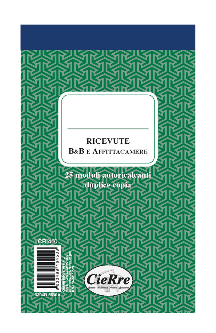 Blocco Ricevute B&b E Affittacamere 17x10cm 2 Copie 25 Moduli Autoricalcanti — immagine 2