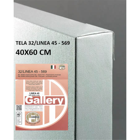 Telaio Telato 40x60 Cm Gallery 45 Tela 569 Grana Fine Cotone/poliestere