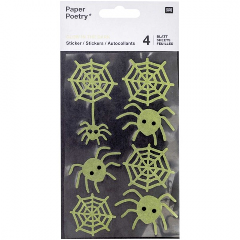 Rico Design Washi Sticker 4fg Fosforescente Halloween Spiders