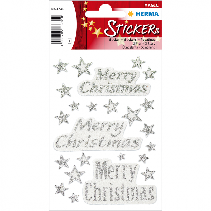 Herma Stickers Adesivi Natale Merry Christmas Glitter Argento