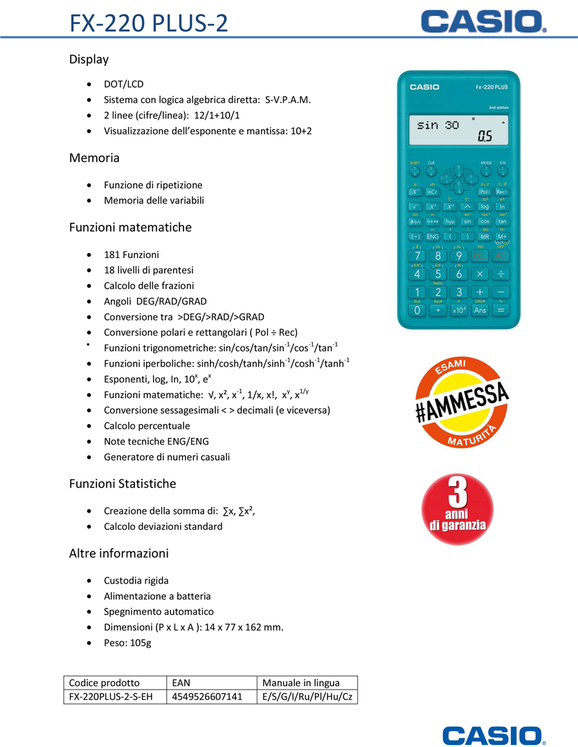 Calcolatrice  Fx-220 Plus-2 — immagine 2