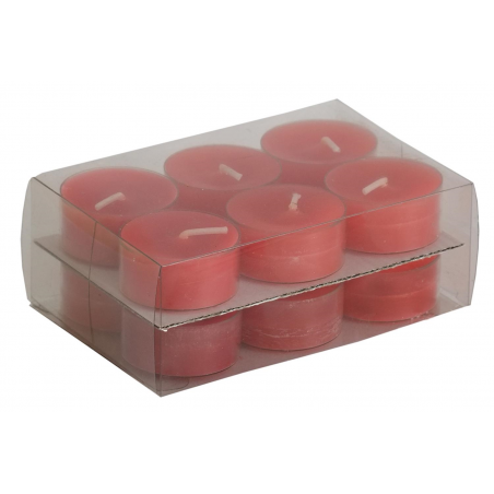 Candela T/light Trasp 18/38mm 12pz  Rosso Rubino