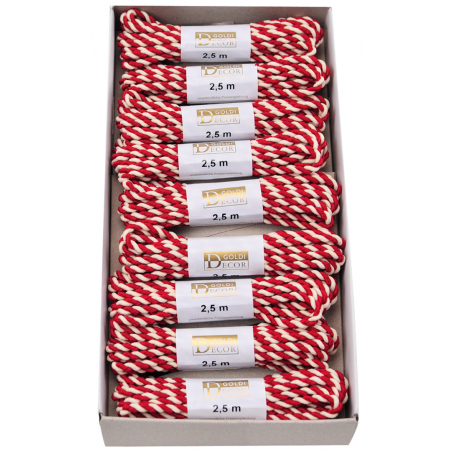 Nastro Cordoncino Lido 3mm X 2,5 Mt Rosso/bianco