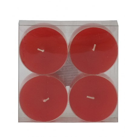 Candela T/light Trasp 20/59mm 4pz  Rosso Rubino