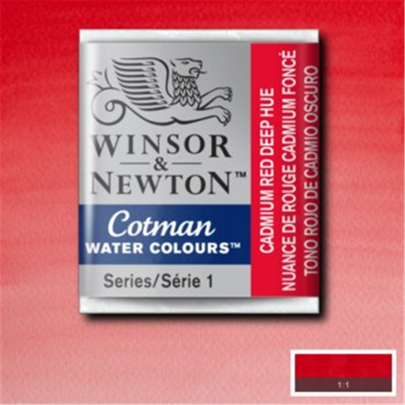 Winsor & Newton Acquarello Fine Cotman 1-2 Godet - Colore 098 Rosso Cadmio Scuro