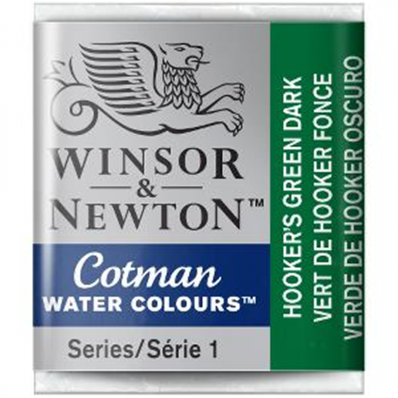 Winsor & Newton Cotman Watercolour End 1-2-312 Green Color Godet Hooker Dark