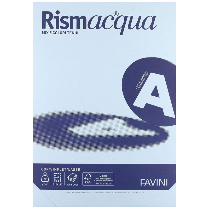 Favini Rismacqua 21x29,7 Gr.90 300fg Col.tenui X-Mix Assortiti
