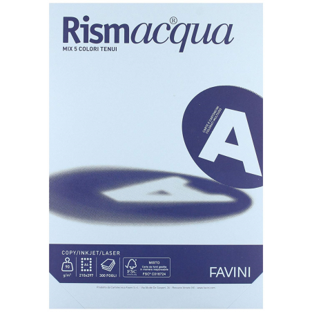 Carta Rismacqua 90gr A4 300fg Assortito In 5 Colori