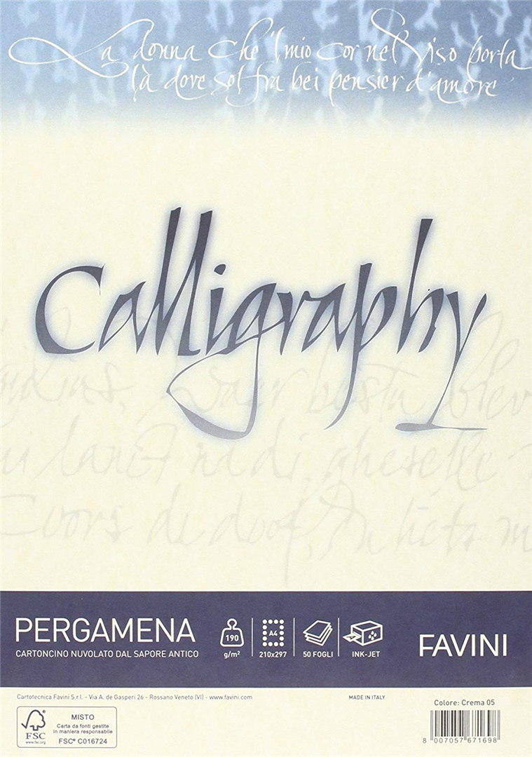 Carta Calligraphy 190gr A4 50fg 05 Crema — immagine 3