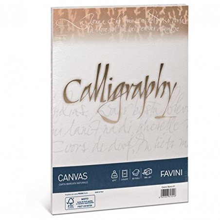 Carta Calligraphy Canvas 200gr A4 50fg Bianco 01
