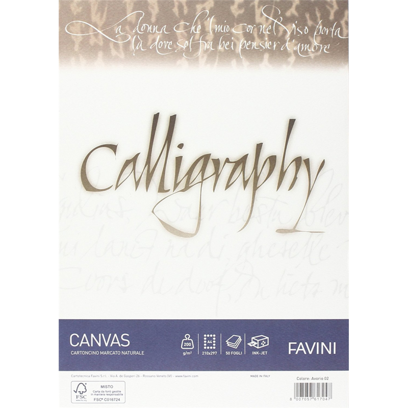 Favini Carta Calligraphy Canvas 200gr A4 50fg Avorio 02