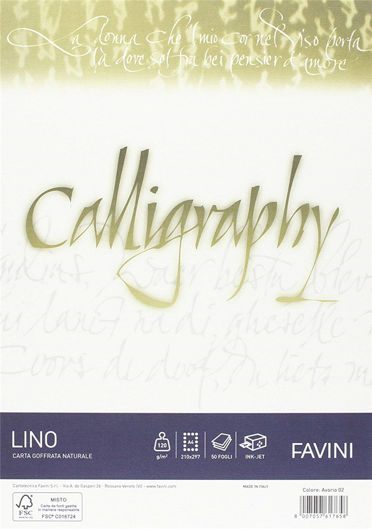 Carta Calligraphy Lino 120gr A4 50fg Avorio 02 — immagine 2