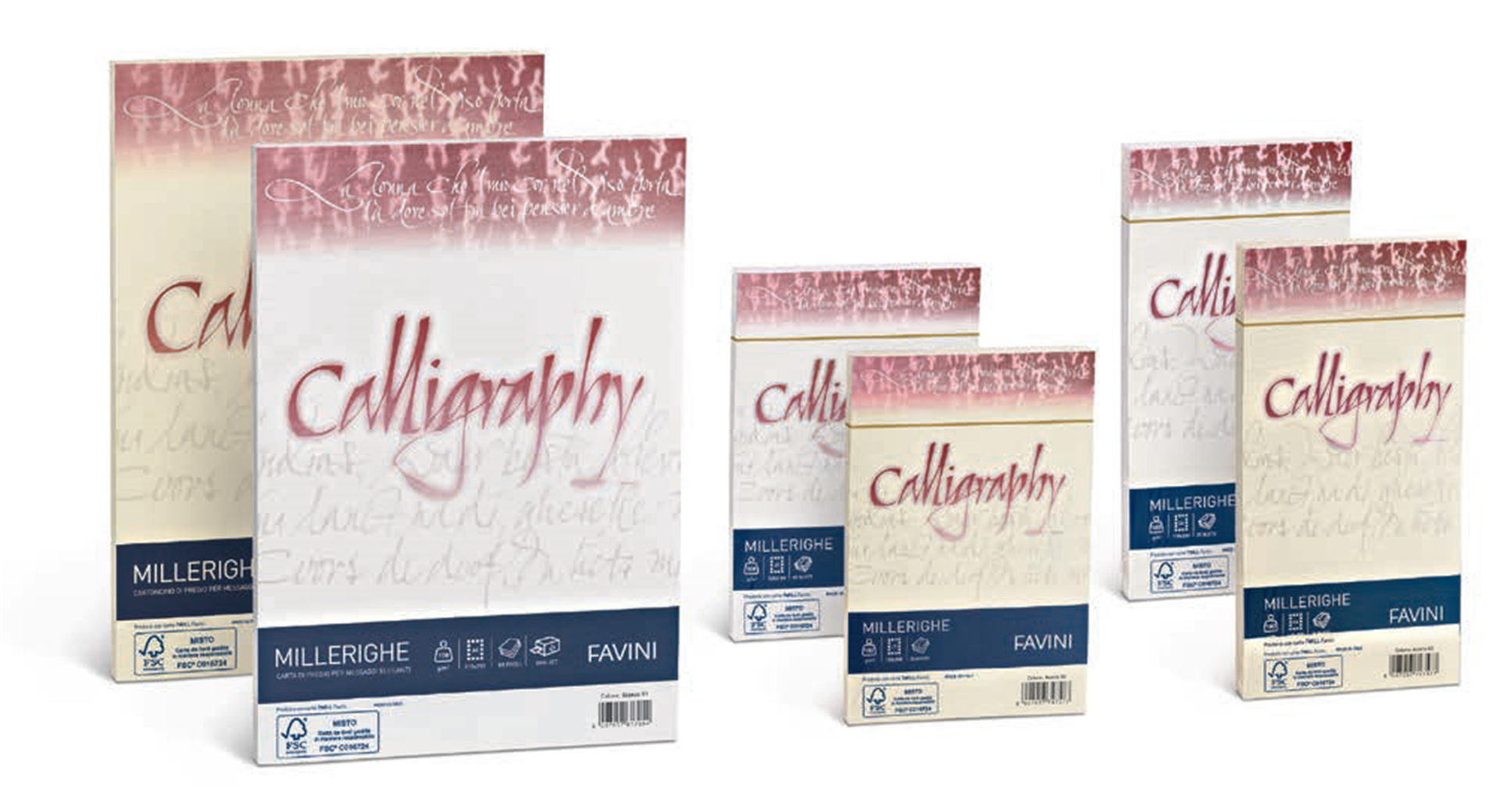25 Buste Calligraphy Millerighe 11x22cm 100gr 01 Bianco