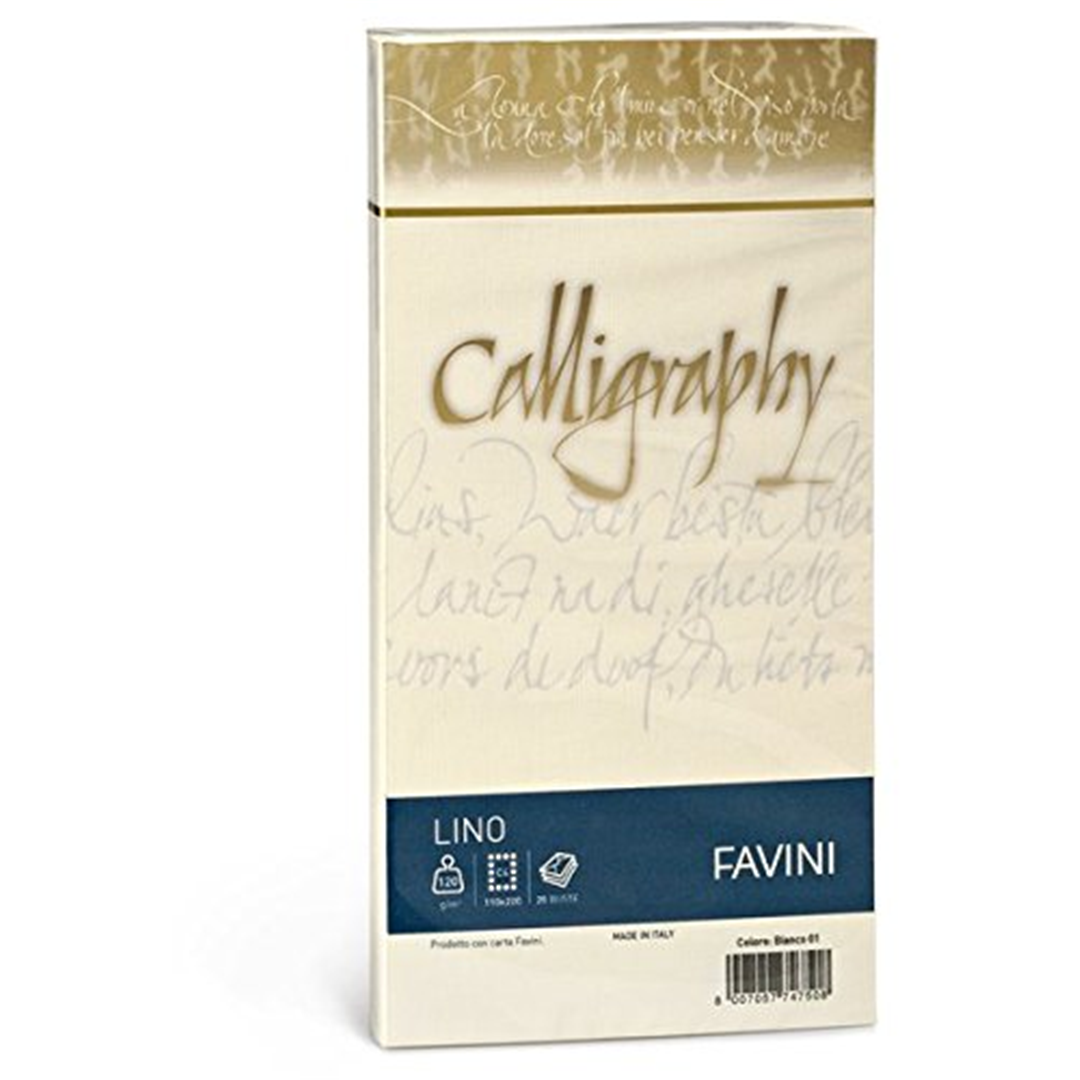 25 Buste Calligraphy Lino Avorio 02 11x22cm 120gr — immagine 2