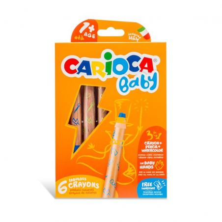 Carioca Set Pastelloni Baby 3 In 1 Crayon 1+ Pezzi 6 