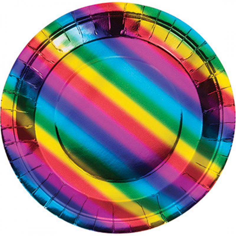 Cfreative Converting Piatto Carta 23cm 8pz Metallizzato Arcobaleno Rainbow