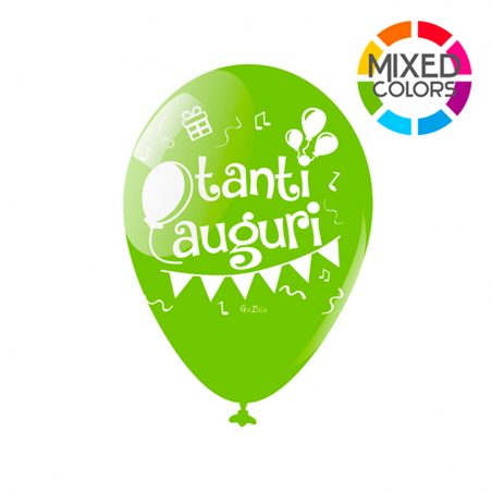 Palloncino Medium 12pz Colori Assortiti Tanti Auguri
