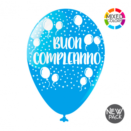 Palloncino Large Colori Assortiti 10pz Buon Compleanno