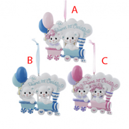 Ornamento 1 Natale Orsetti Su Treno 11 Cm Tre Soggetti Assortiti, 1pz