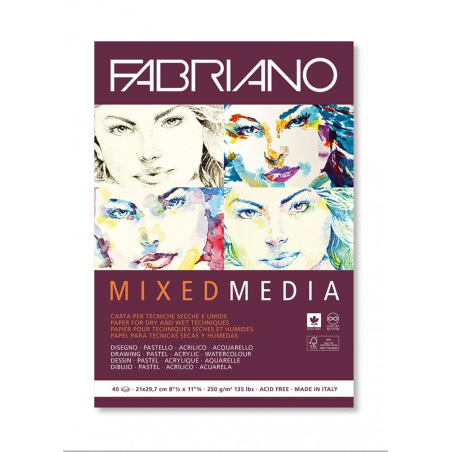 Blocco Mixed Media A4 Fogli 40 Gr. 250 Grana Naturale